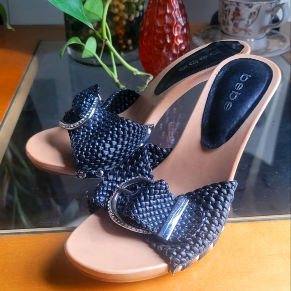 bebe Vintage Y2K Woven Heel Sandals - Picture 1 of 10